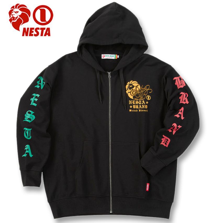 大きいサイズ メンズ NESTA BRAND 裏毛 フルジップ パーカー ブラック 3L 4L 5L 6L 8L 送料無料｜大きいサイズの専門店ビックリベロ