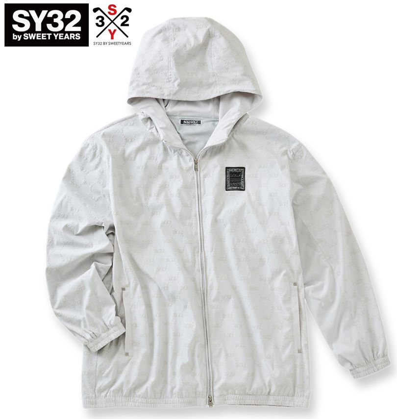 大きいサイズ メンズ SY32 by SWEET YEARS ゴルフ フロッキー ウーブンストレッチ フルジップ フーディ ジャケット ライトグレー 3L 4L 5L 6L 送料無料｜大きいサイズの専門店ビックリベロ