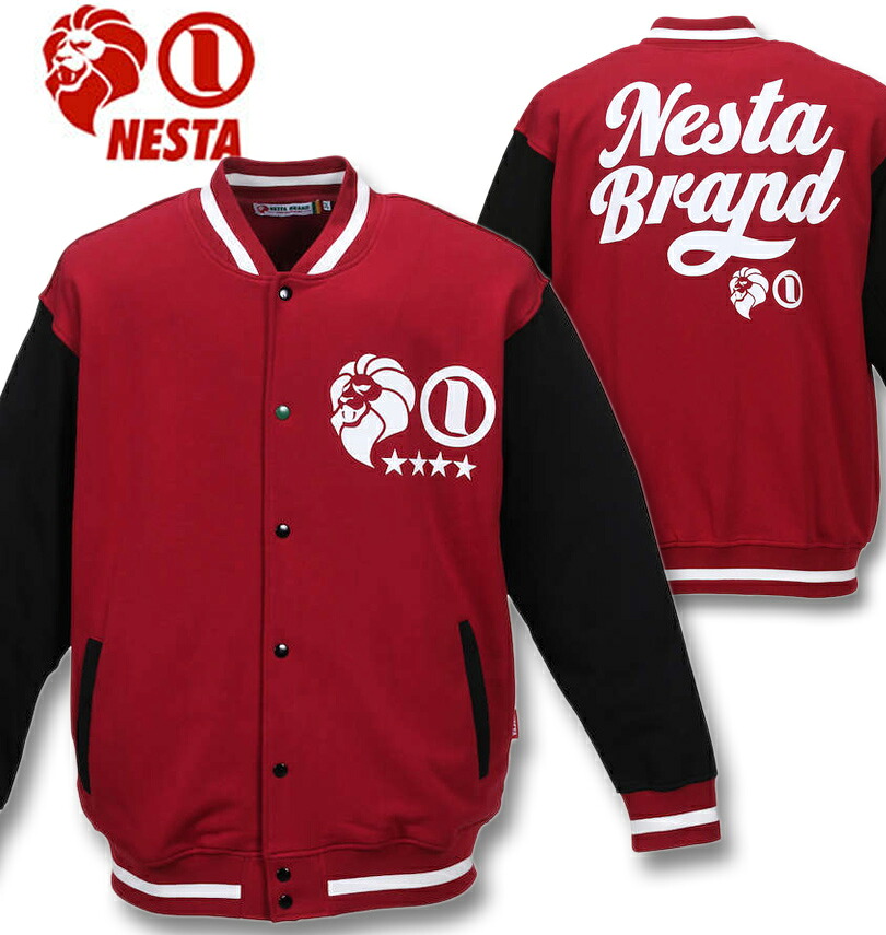 大きいサイズ メンズ NESTA BRAND(ネスタブランド) 裏毛スウェットスタジャン レッド 3L 4L 5L 6L 8L 送料無料｜大きいサイズの専門店ビックリベロ