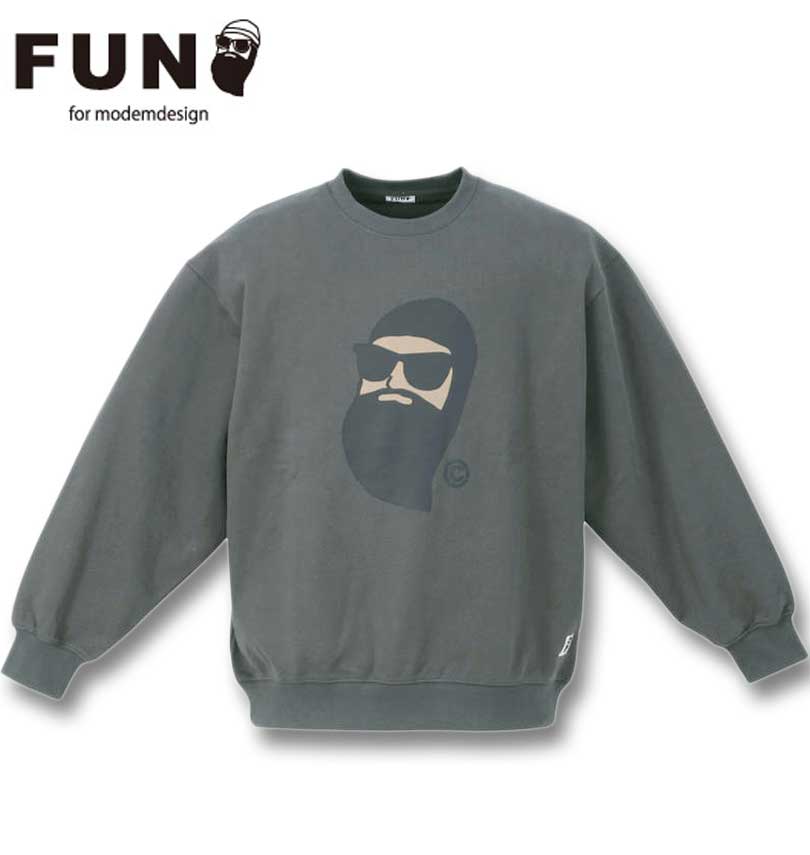 大きいサイズ メンズ FUN for modemdesign face ojisan クルーネックスウェット チャコール 3L 4L 5L 6L 送料無料|大きいサイズの専門店ビックリベロ