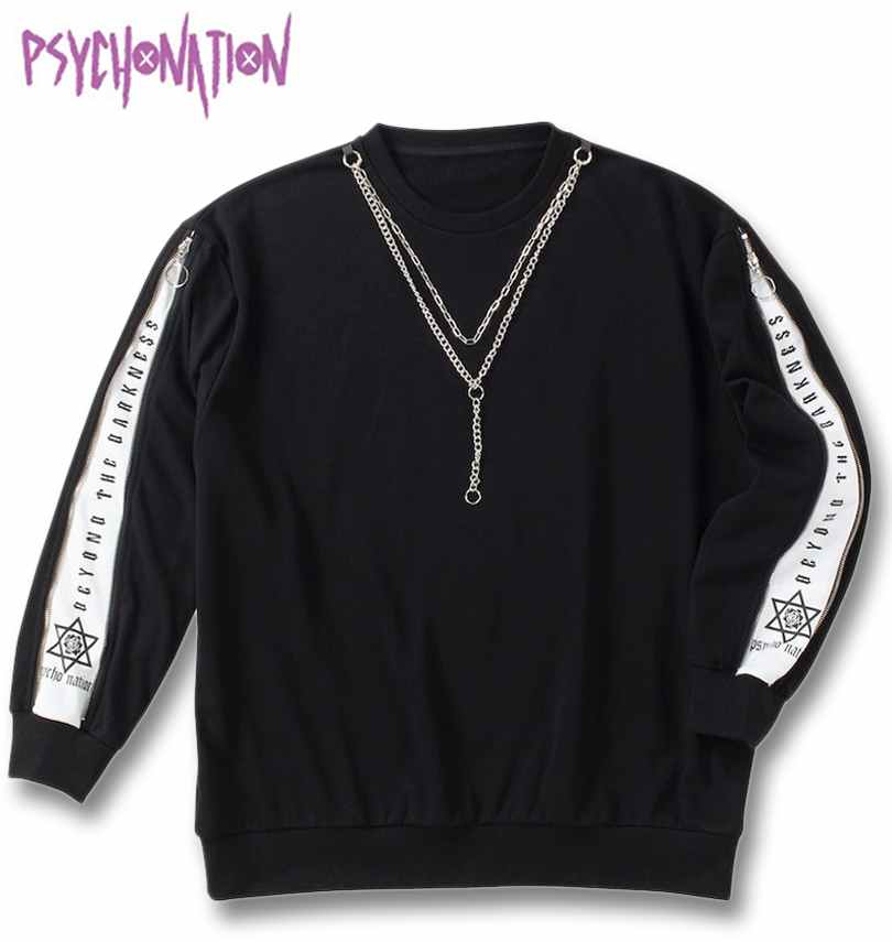 【全品尖んがり5倍】気が大きい大きさ メンズ PSYCHO NATION 袖ジップ 首飾り付 労働者の一団調教師 黒いこと 3L 4L 5L 6L 貨物輸送無料