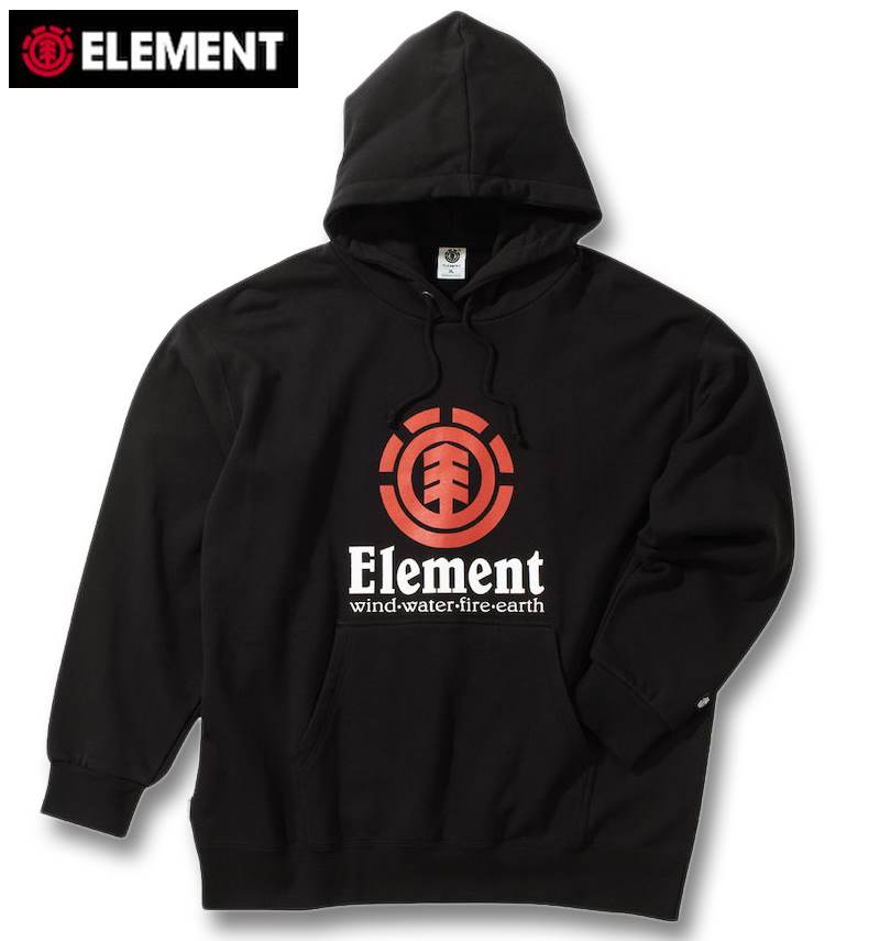 大きいサイズ メンズ ELEMENT VERTICAL プルパーカー ブラック 3L 4L 5L 6L 送料無料｜大きいサイズの専門店ビックリベロ
