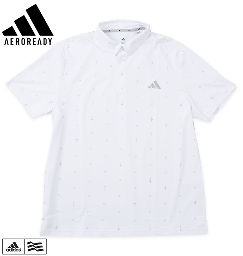 大きいサイズ メンズ adidas golf アディダスゴルフ モノグラム 半袖シャツ ホワイト 3XL 4XL 5XL 送料無料｜大きいサイズの専門店ビックリベロ