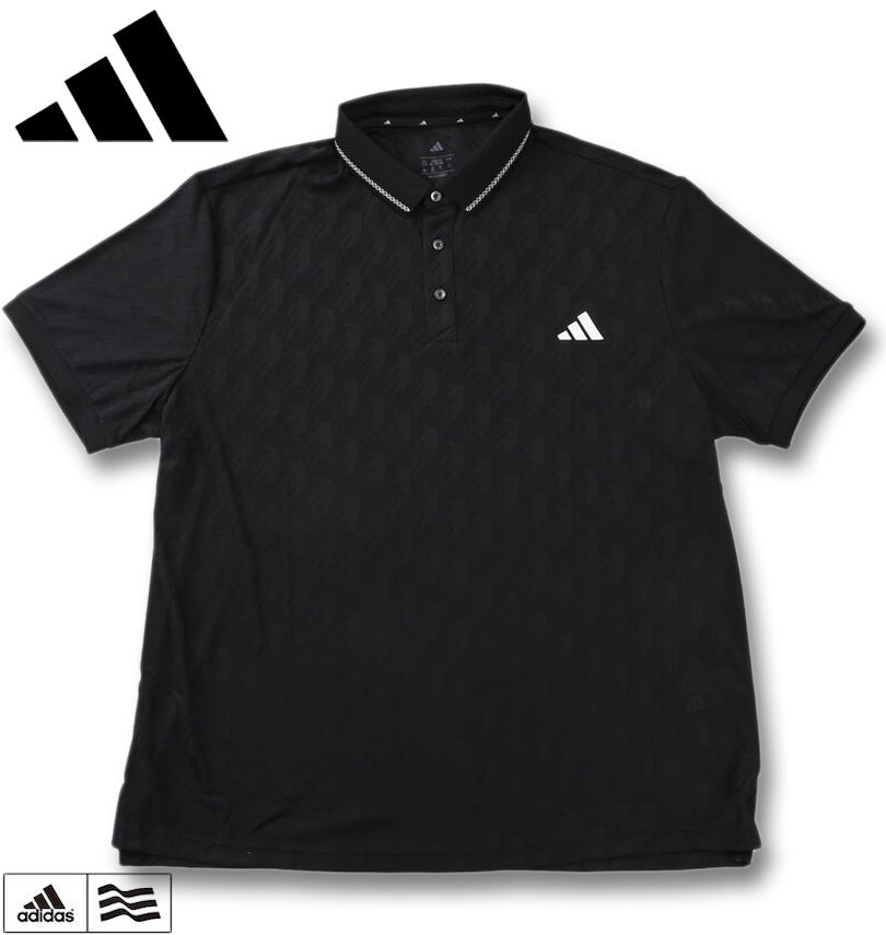 【全品尖んがり5倍】大層らしい大きさ メンズ adidas golf アディダスゴルフ CLIMACOOL シーズナルジャガード 半袖 プルオーバー 黒いこと 4XL 5XL 貨物輸送無料