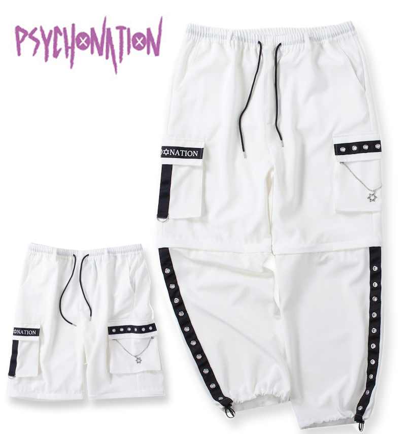 気が大きい大きさ メンズ PSYCHO NATION 脱着 ハトメ カーゴパンツ 2way 白いこと 3L 4L 5L 6L 貨物輸送無料
