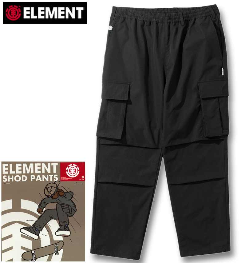 気が大きい大きさ メンズ ELEMENT SHOD カーゴパンツ 黒いこと 3L 4L 5L 6L 貨物輸送無料