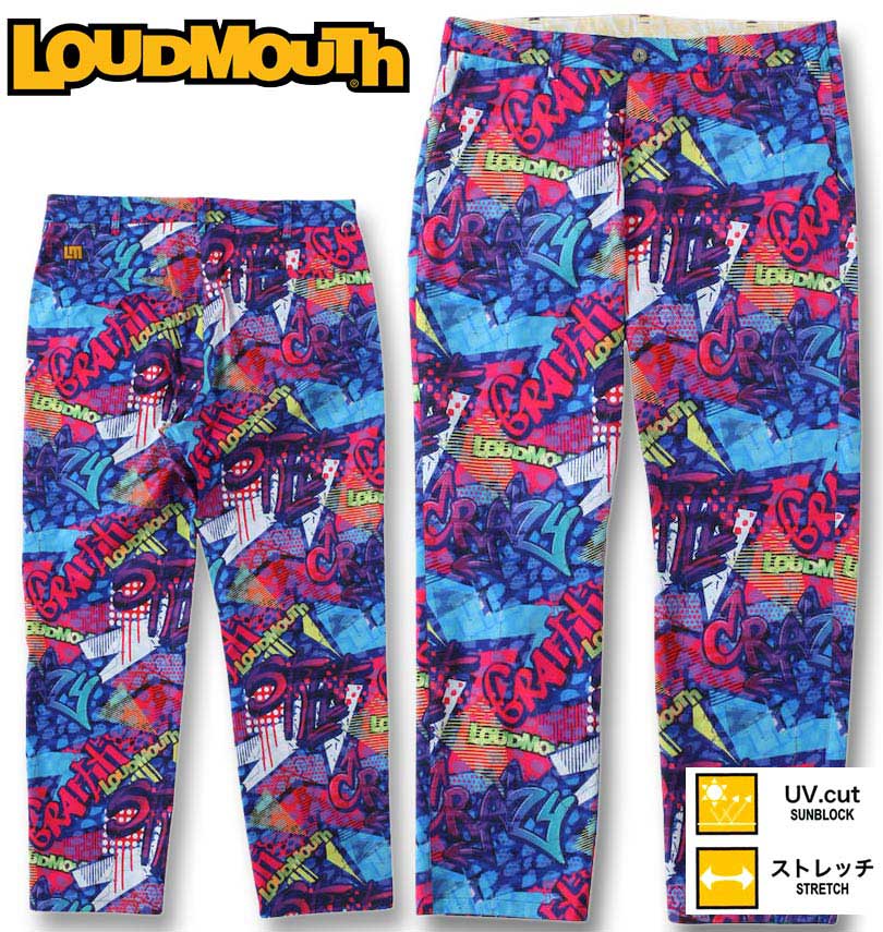 大きいサイズ メンズ LOUDMOUTH ストレッチツイル柄 ロングパンツ クレイジーグラフ 100cm 105cm 110cm 115cm 120cm 送料無料|大きいサイズの専門店ビックリベロ