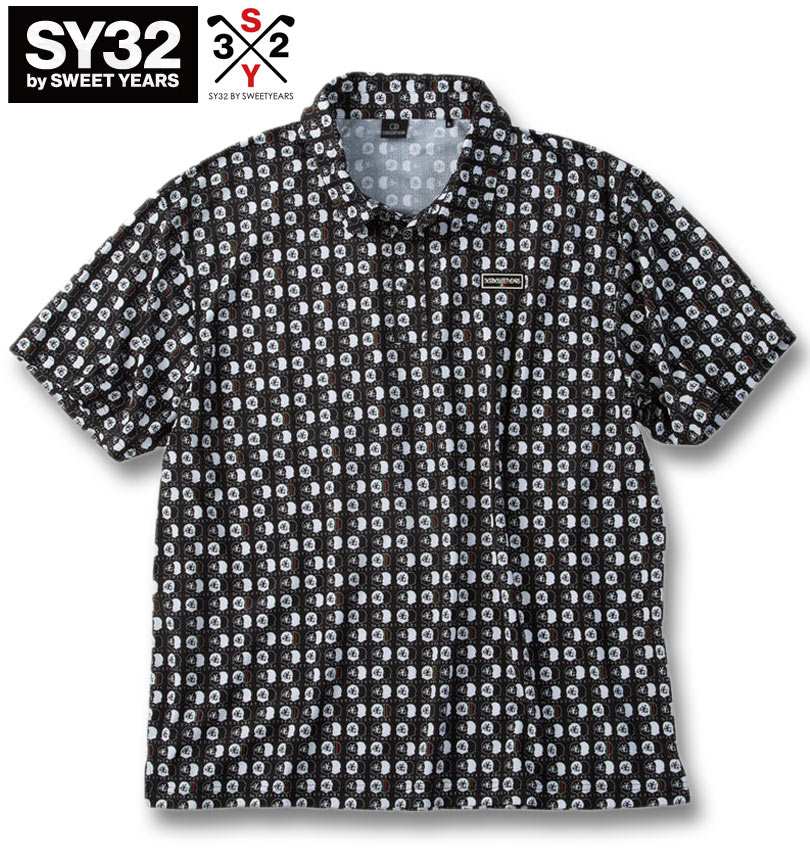 気が大きい大きさ メンズ SY32 by SWEET YEARS ゴルフ グラフィック 半袖 スポーツシャツ 黒いこと 3L 4L 5L 6L 貨物輸送無料