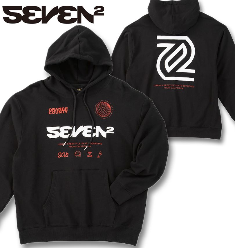 気が大きい大きさ メンズ SEVEN2 裏毛 プルパーカー 黒いこと 3L 4L 5L 6L 8L 貨物輸送無料