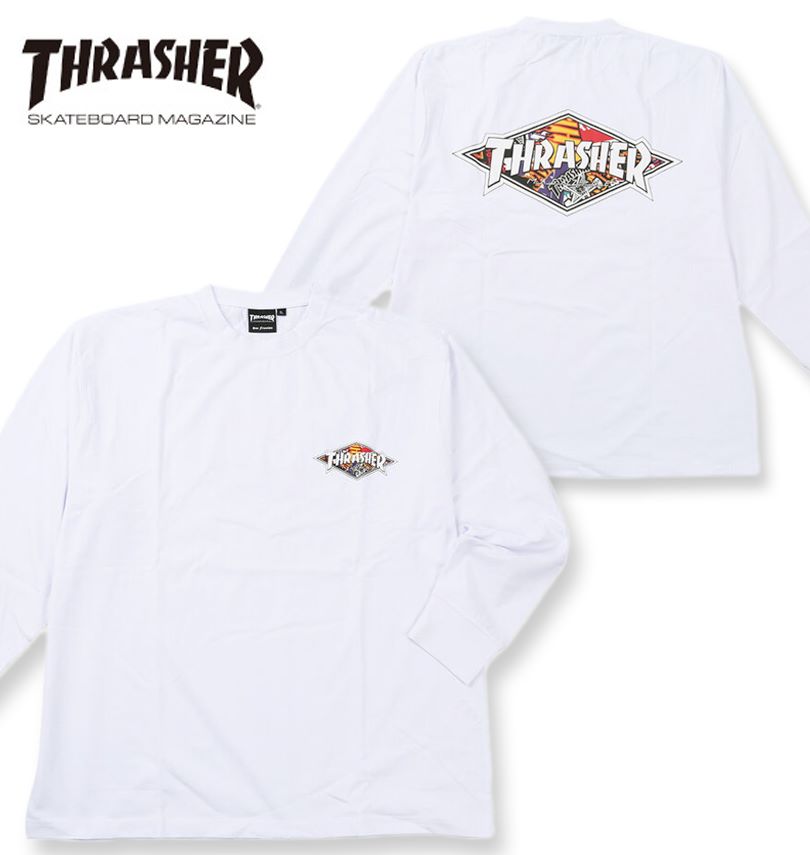 途轍も無い大いさ メンズ THRASHER Diamond Logo 長袖 ティーシャツ 白いこと 3L 4L 5L 6L 8L 貨物輸送無料 メンズファッション-Tシャツ・カットソー-トップス