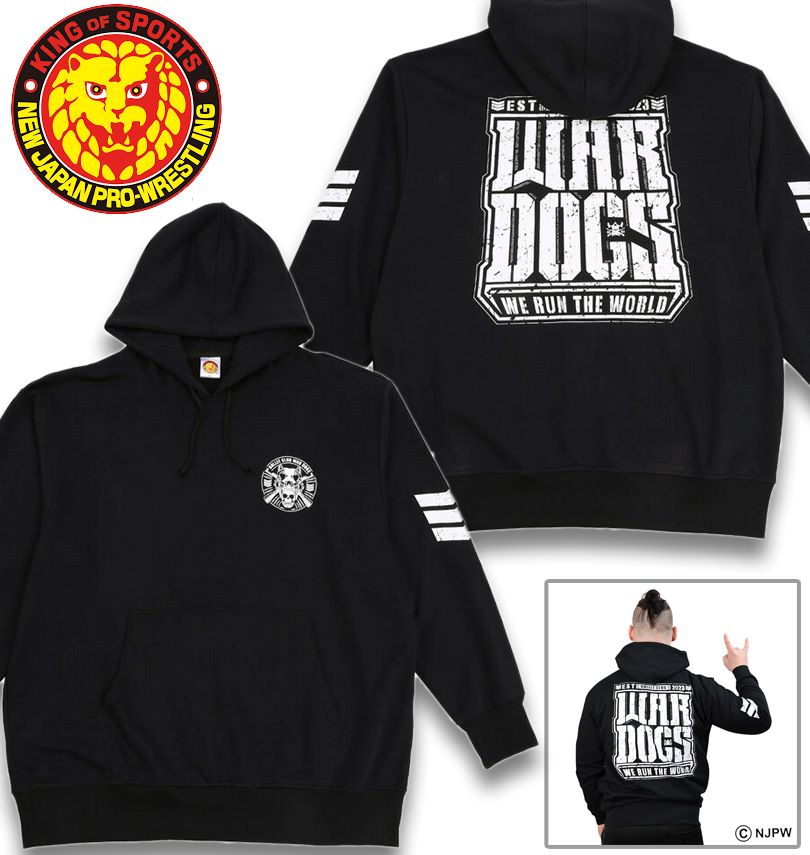 気が大きい大きさ メンズ 新日本プロフェッショナルレスリング BULLET CLUB WAR DOGS「WE RUN THE WORLD」 プルパーカー 黒いこと 3L 4L 5L 6L 8L 貨物輸送無料