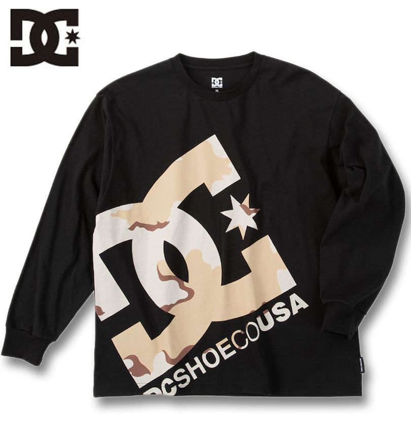 途轍も無い大いさ メンズ DCSHOES 25 DESERT CAMO BIGSTAR 長袖 ティーシャツ 黒いこと 3L 4L 5L 6L 貨物輸送無料 Tシャツ・カットソー-トップス