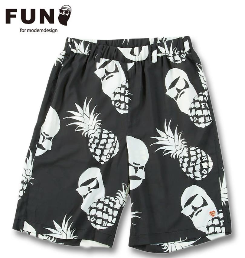 馬鹿でかい大きさ メンズ FUN for modemdesign PINEAPPLE OJI柄 アロハ さる股引き 黒いこと×白いこと 3L 4L 5L 6L 8L 貨物輸送無料
