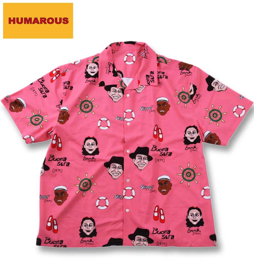 【全品尖んがり5倍】馬鹿でかい大きさ メンズ HUMAROUS Imagine 半袖 アロハシャツ サクラ色 3L 4L 5L 6L 貨物輸送無料
