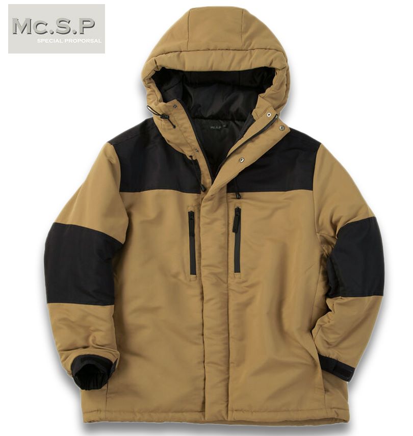 途轍も無い大いさ メンズ Mc.S.P タスランうつり変わり 中綿 上衣 ベージュ 3L 4L 5L 6L 7L 8L 貨物輸送無料 コート・ジャケット-メンズファッション