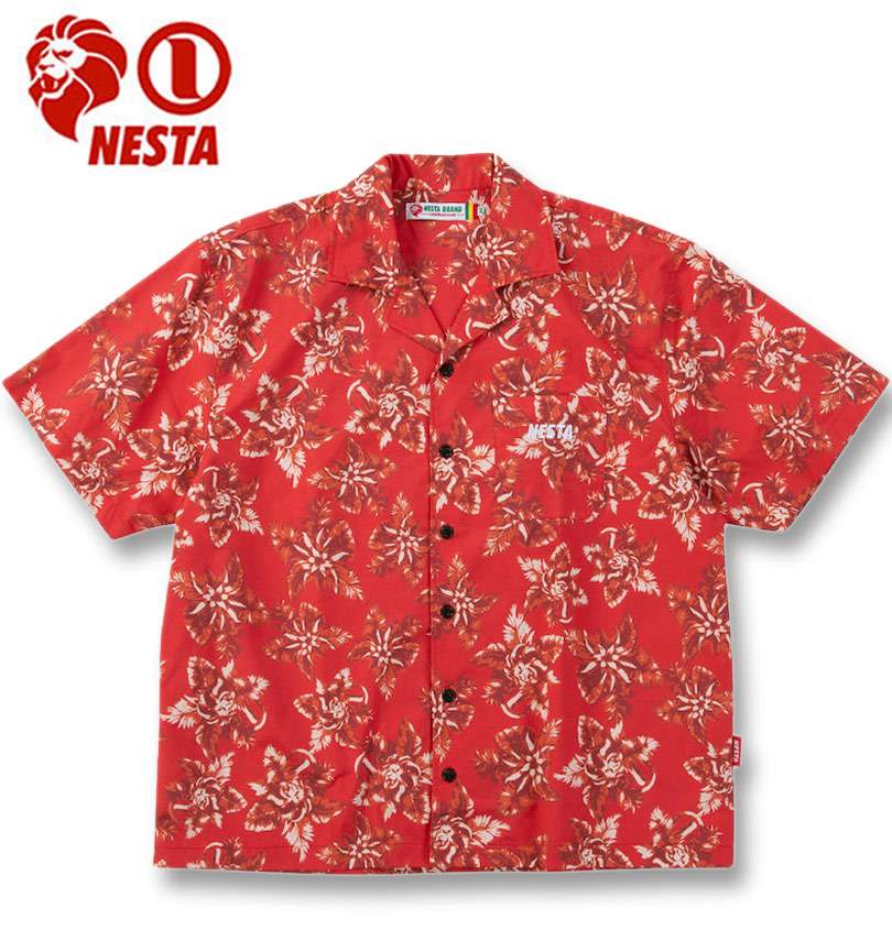 【全品尖んがり5倍】馬鹿でかい大きさ メンズ NESTA BRAND ボタニカル柄 開けっ広げ色つや 半袖プルオーバー 赤いこと 3L 4L 5L 6L 8L 貨物輸送無料