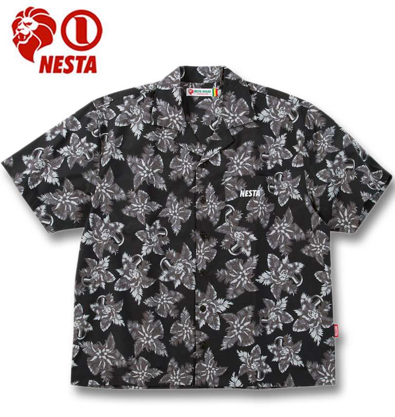 【全品尖んがり5倍】馬鹿でかい大きさ メンズ NESTA BRAND ボタニカル柄 開けっ広げ色つや 半袖プルオーバー 黒いこと 3L 4L 5L 6L 8L 貨物輸送無料