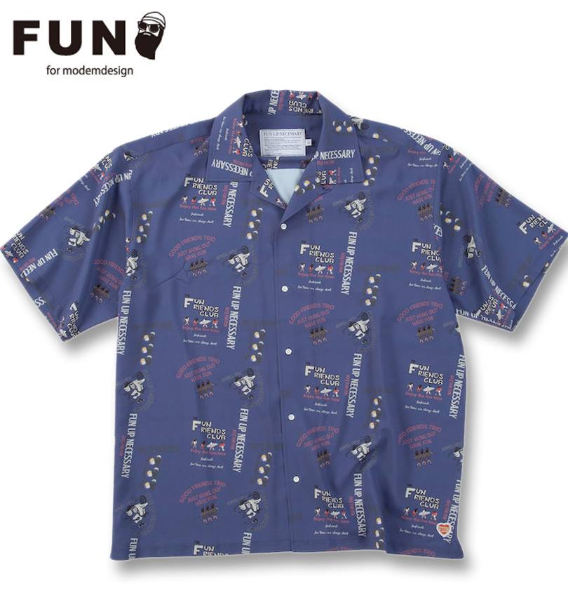 【全品尖んがり5倍】馬鹿でかい大きさ メンズ FUN for modemdesign LIFE OJI柄 半袖 アロハシャツ インキ青み 3L 4L 5L 6L 8L 貨物輸送無料