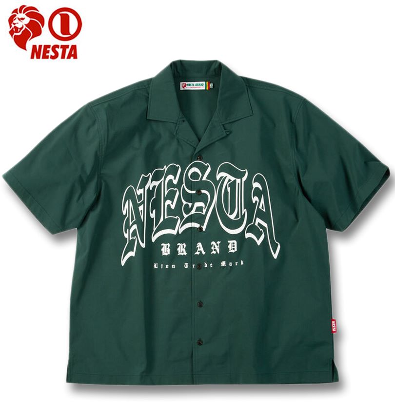 【全品尖んがり5倍】馬鹿でかい大きさ メンズ NESTA BRAND 開けっ広げ色つや ロゴタイプ 刷り上げる 半袖 プルオーバー 緑であること 3L 4L 5L 6L 8L 貨物輸送無料