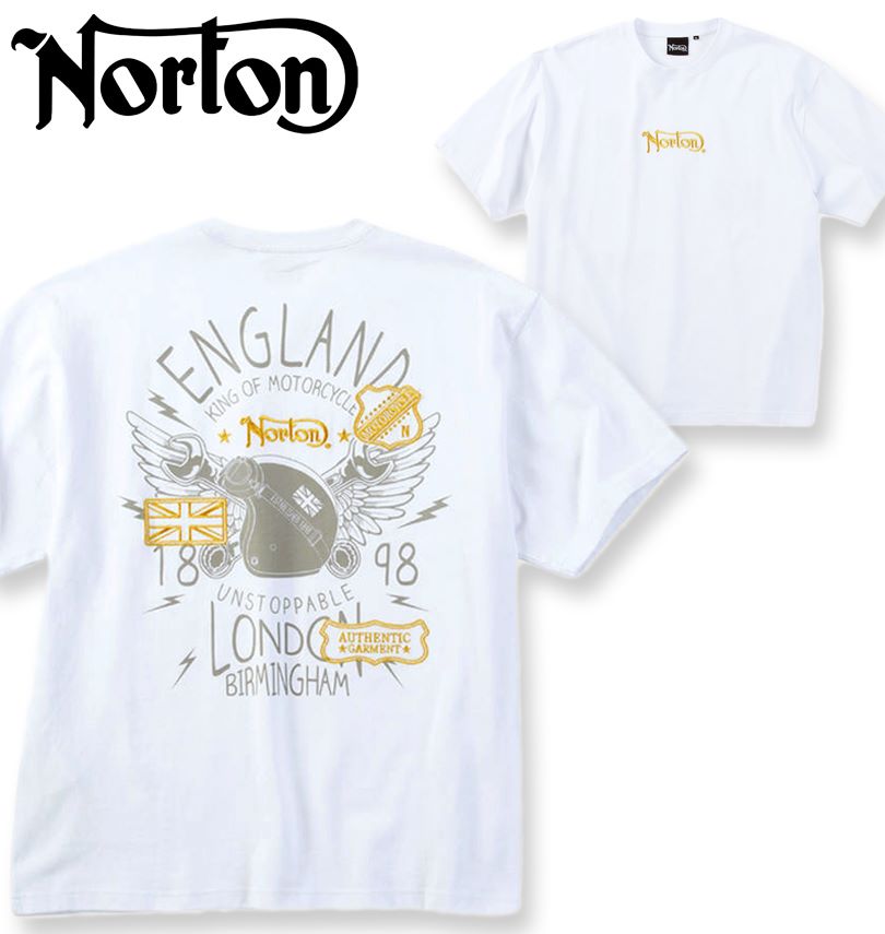 大層らしい大きさ メンズ Norton ノートン 天竺 半袖 プルオーバー 白いこと×ゴールド 3L 4L 5L 6L 8L 貨物輸送無料