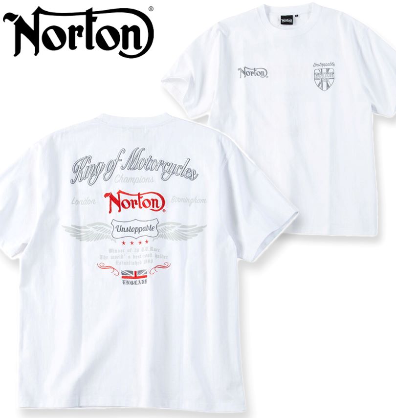 大きいサイズ メンズ Norton 天竺 刺・墸 プリント 半袖 Tシャツ ホワイト 3L 4L 5L 6L 送料無料｜大きいサイズの専門店ビックリベロ