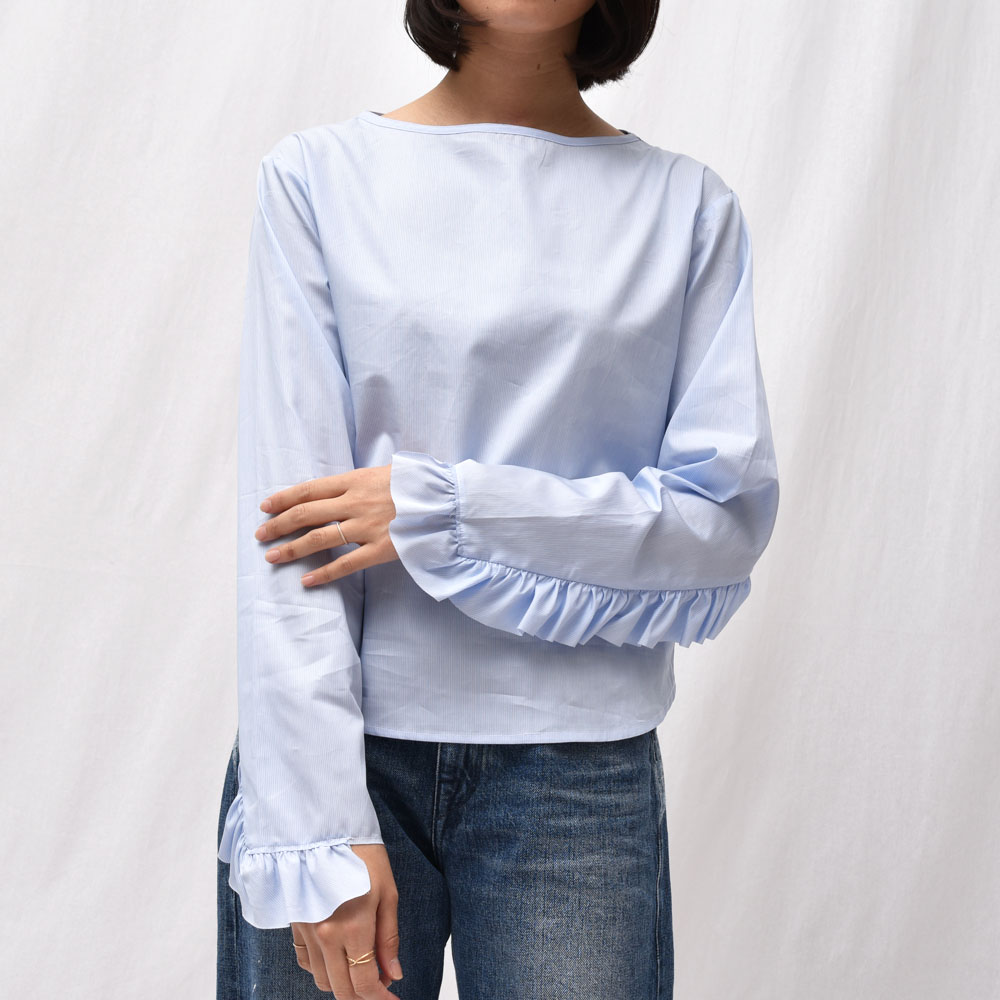 美品✨デボーションツインズ　コットンフリルブラウス　ストレッチ　手洗い可　S 美品✨デボーションツインズ コットンフリルブラウス ストレッチ