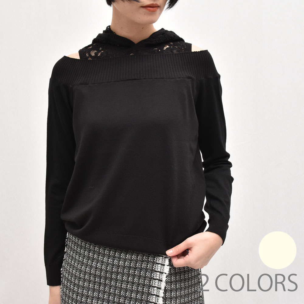 DOROTHEE SCHUMACHER(ドロシーシューマッハ) G71725-55 レース切り替え フーデットニット レディース 正規品