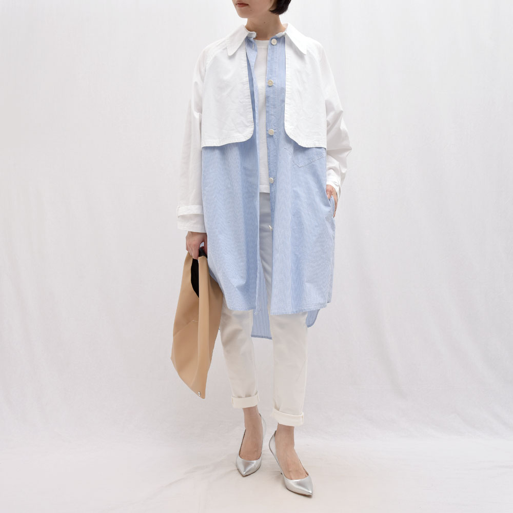 最安値で 正規品 インポートセレクトショップ 全国一律送料無料 レディース あす楽 Mm6 Maison Margiela エムエム6 メゾン マルジェラ S32am0298 ストライプ レイヤードシャツ レディース 正規品 種類豊富な品揃え