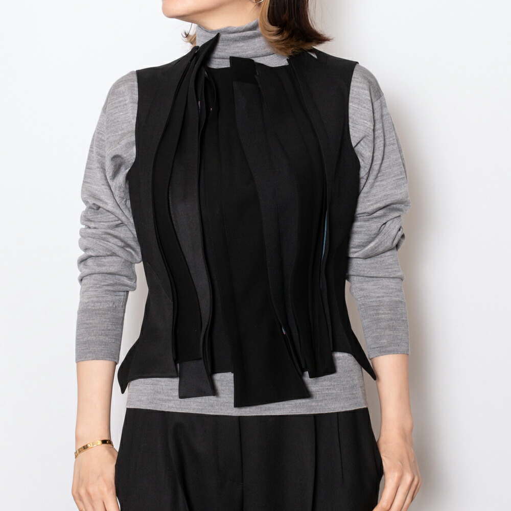 SHIRO SAKAI(シロウサカイ)\u003cBR\u003eSM-V001 非対称 ジップベスト レディース 置き目品