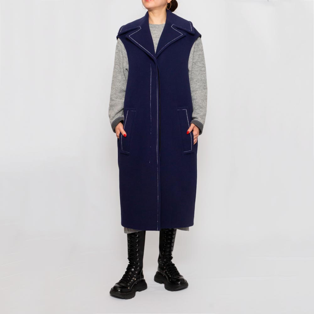 MARNI(マルニ)\u003cBR\u003eGLMA0079U0/UTW994 羊毛フェルト ノースリーブ厚地の外套 レディース 置き目品