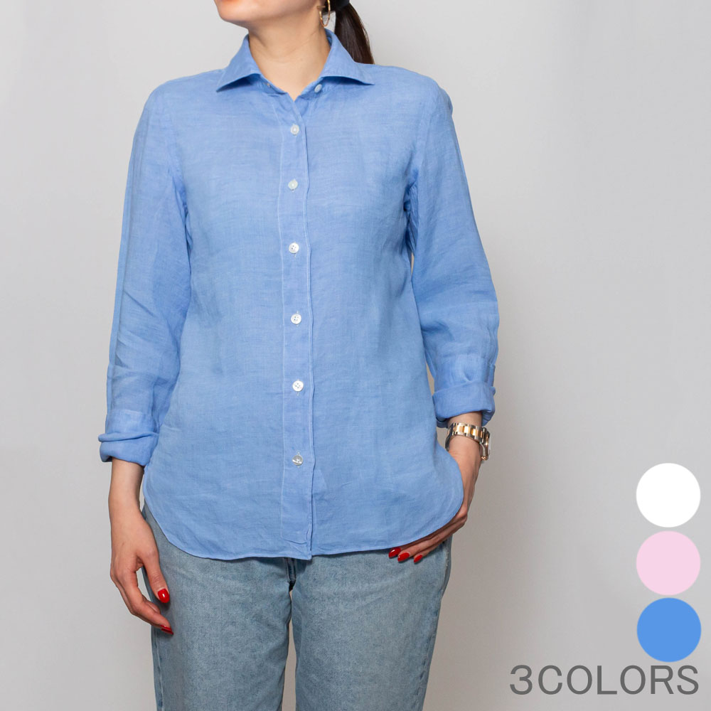 Finamore(フィナモレ)C0032/ZOE リネンソリッドシャツ レディース 正規品｜biglietteria 29,304円