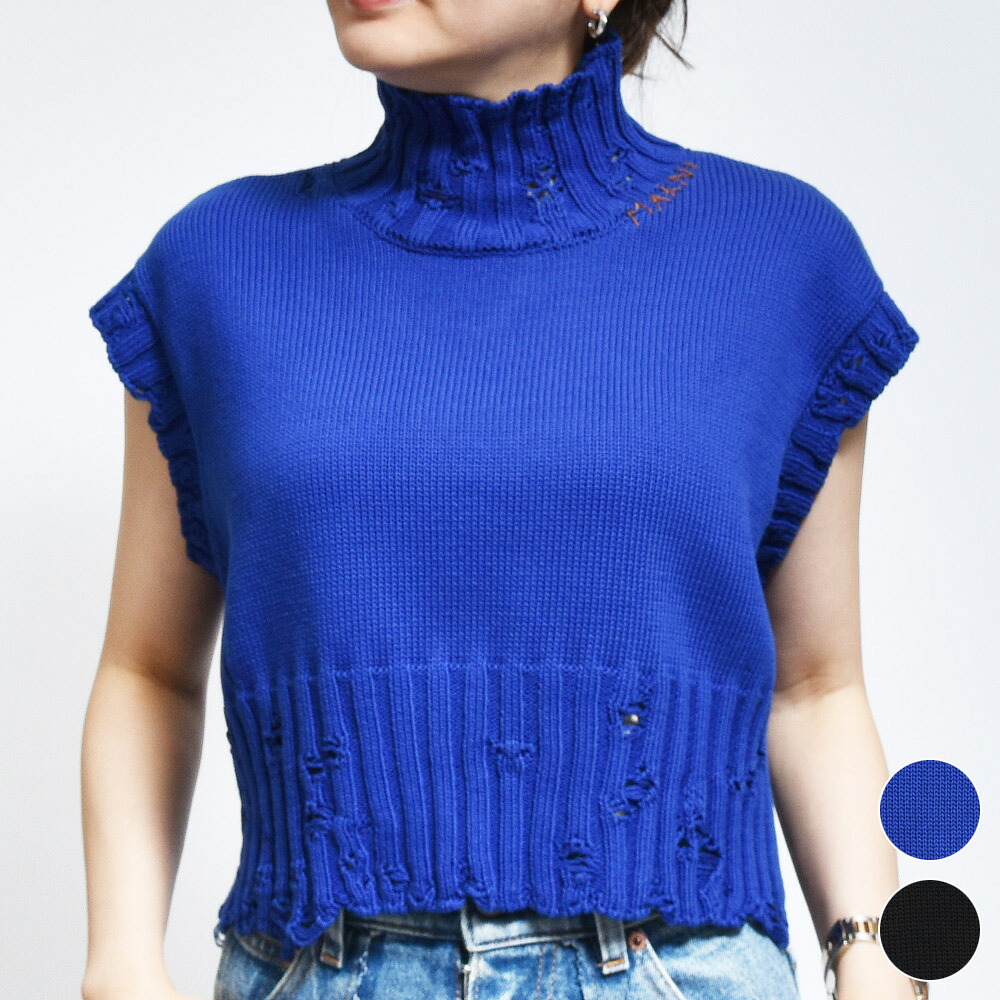 【S40】MARNI(マルニ)DVMD0140A0/UFC652 タートルネック ダメージニット レディース 正規品 26042000138｜biglietteria