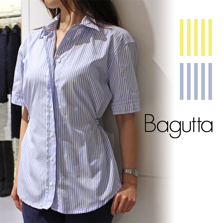 Bagutta(バグッタ)\u003cBR\u003ePARMA 04900 縞模様 ショートスリーブシャツレディース 置き目品