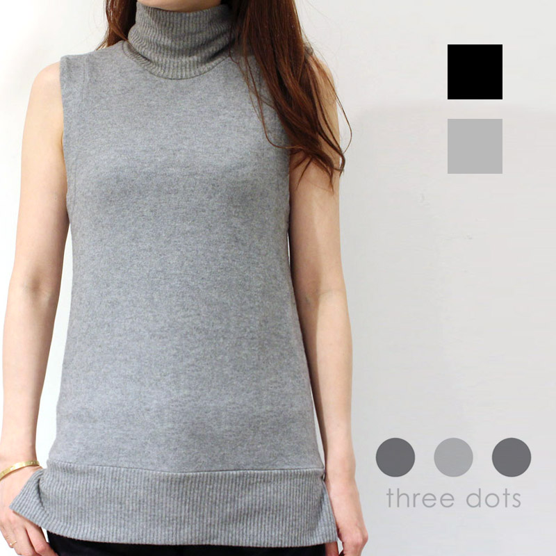 three dots(スリードッツ) QQ0375 ブラッシュドセーター ノースリーブレディース 正規品