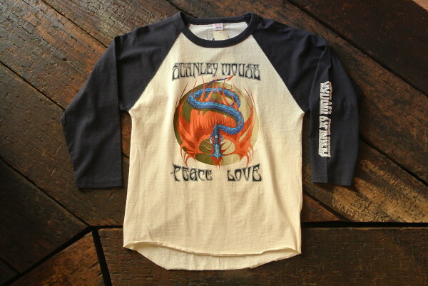 ★CHESWICK チェスウィック★ 限定！StanleyMouse『PEACE LOVE』BASEBALL TEE ベースボールラグラン七分袖Tシャツ クリーム×ネイビー