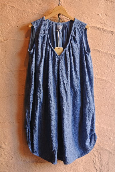 ★GO WEST ゴーウェスト★ROPPLE ONE PIECE GWO7007PETV-NECKワンピース ペイズリー柄刺繍 手染めBLUE｜BIG SHOT