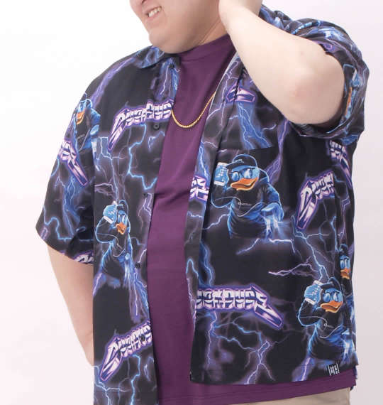 馬鹿でかい大いさ メンズ DUCK DUDE サンダー半袖ティーシャツ パープル b-one-soul ビーワンソウル 3L 4L 5L 6L 257-2200 心地好い 1257-2200 今めかしい 表どおり 心地好い御召しもの ビッグ大いさ 流行り物品目