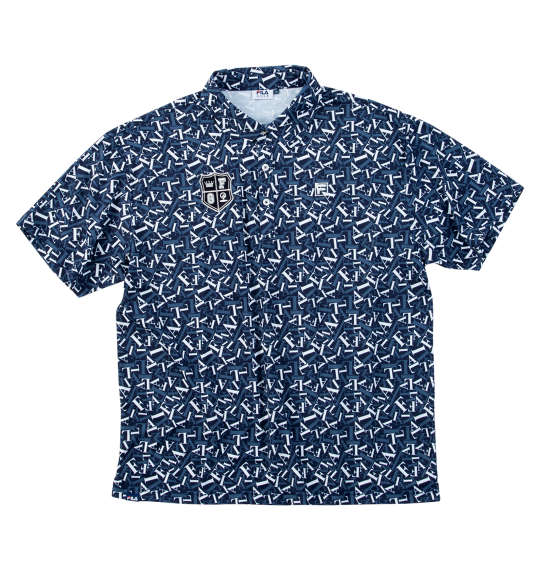 大きい メンズ 遮熱バーチカルメッシュタイポプリント半袖シャツ FILA GOLF 3L 4L 5L 6L ネイビー 1278-5222- スポーツウェア ゴルフウェア 夏用 通気性 快適素材 おしゃれ ビッグ人気商品 プレゼント リラックスフィット 快適スタイル