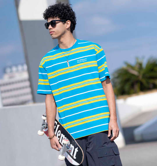 大きいサイズ メンズ ELEMENT エレメント BIG BORDER 半袖 Tシャツ ブラック 1278-3552-1 大きいサイズ メンズ 3L 4L 5L 6L ボーダー柄 刺繍ロゴ サイドスリット 綿100% カジュアル 快適 丈夫 おしゃれ デイリー メンズファッション スポーティ