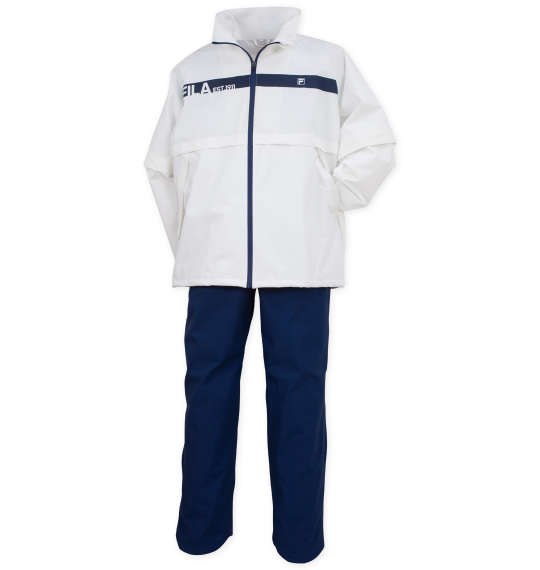 ＼お買い物マラソン開催中／大きいサイズ メンズ アウター レインウェアセット ホワイト&times;ネイビー FILA GOLF フィラゴルフ 3L 4L 5L 6L 防水 透湿 軽量 ゴルフ用 春秋 1276-4340 吸湿性 通気性 機能性 デザイン性 速乾性 動きやすさ フィット感 おしゃれ 丈夫｜Bigsizeselectshop-avanty