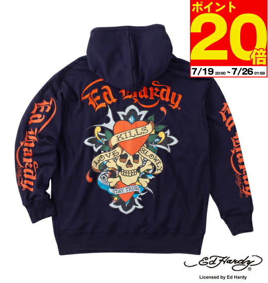 派手！Ed Hardy ジップパーカー コート 薔薇 ラインストーン スカル 鳥 楽天市場】ED HARDY エド・ハーディー 裏毛刺繍ジップアップ