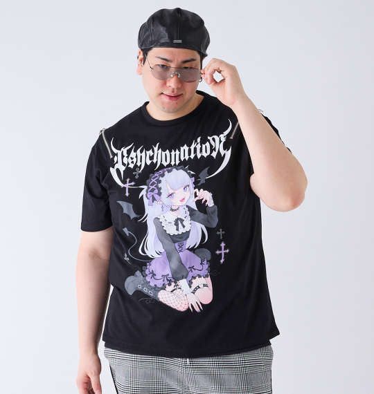大きいサイズ メンズ 【3L 4L 5L 6L】サイコ×寝田ルネ デビル半袖Tシャツ PSYCHO NATION 1278-4542- カジュアル 快適 丈夫 おしゃれ モダン フィット スタイリッシュ プレミアム