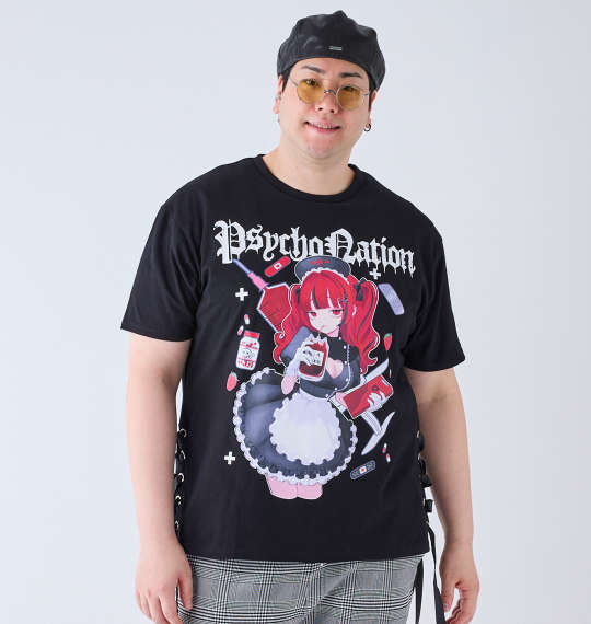 大きいサイズ メンズ 【3L 4L 5L 6L】サイコ×寝田ルネ ナース半袖Tシャツ PSYCHO NATION 1278-4544- カジュアル 快適 丈夫 おしゃれ 通気性 デイリー モダン スタイリッシュ