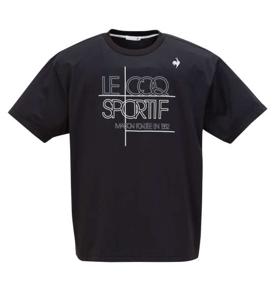 大きい メンズ 接触冷感ストレッチグラフィック半袖Tシャツ LE COQ SPORTIF 4L 5L 6L カラーブラック 1278-5260- 夏用 クール素材 吸汗速乾 スポーツウェア おしゃれ 男性用 トップス アウトドア フィットネス カジュアルファッション 快適