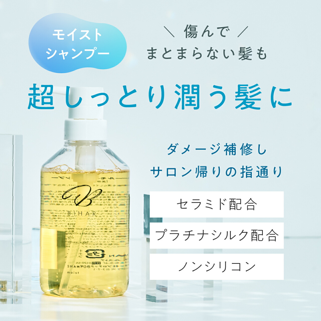 【新】定期｜ビハール モイストシャンプー（400mL）＆ビハール モイストトリートメント（250g）｜2点セット） シャンプー トリートメント ヘアケア ダメージケア 美容室専売 シャンプーセット くせ毛 トライアル ノンシリコン 『最終価格』