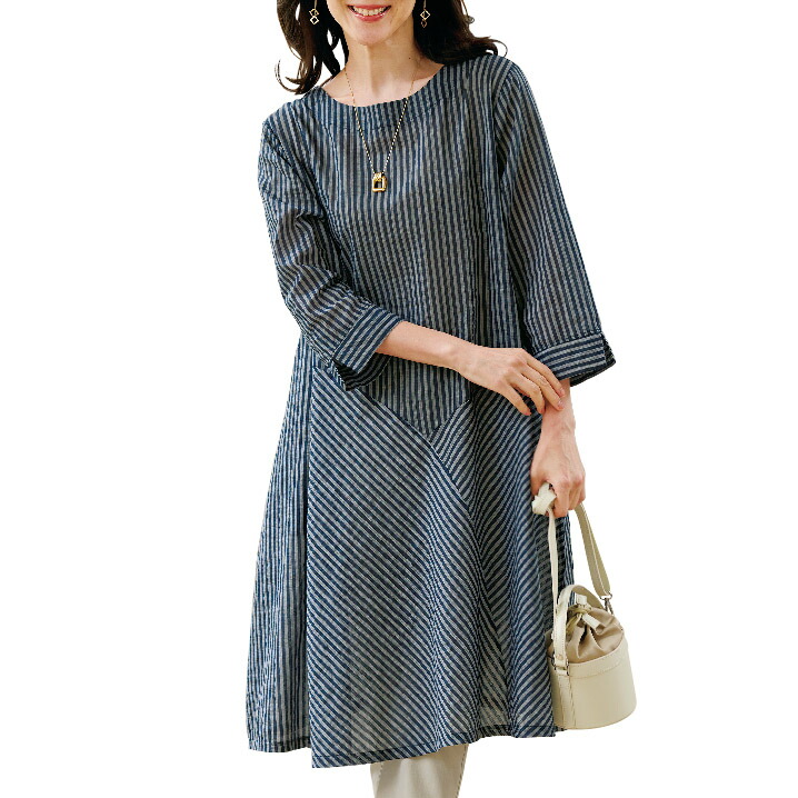 楽天市場】多ボタン使い袖ピンタックワンピース レディース 婦人服