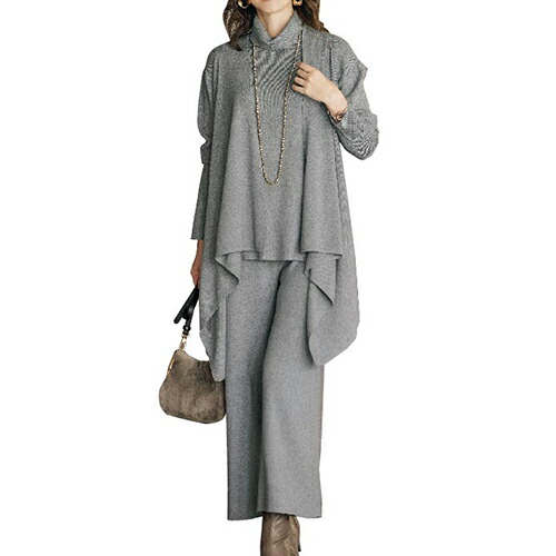 楽天市場】セットアップ ハイネックカットソー パンツ ショール