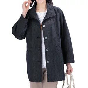 ＊基本送料無料＊ 日本製 亀田縞ジャケット ネイビー ジャケット コットン 和素材 レディース 婦人服 ミセス シニア 女性 大人 紺色 長袖 シンプル 上品 無地 和テイスト 40代 50代 60代 70代 80代 90代 母の日 お母さん おばあちゃん 秋物 冬物 秋冬 p27718｜ＢＷＳ　店 10,701円