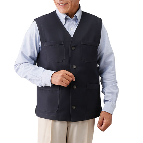 【(全3色)日本製　紳士スコッチガード加工ベスト】前開きベストメンズ 紳士服 シニア シニアファッション 40代 50代 60代 70代 80代 父の日 お父さん 秋物 冬物 秋冬 敬老 プレゼント 贈り物 ネイビー系 グレー系 ブラウン系 紺色 灰色 茶色 p22629
