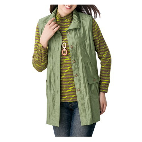 お取り寄せ商物です 撥給水産業企て極上 P秋冬 ナイロンベスト フロント不一致 レディース お上さん御衣 令閨 シニア 嬶 緑色取り合わせ 若緑系 前シャクヤク 首御伴 光輝 Efcom Co Il